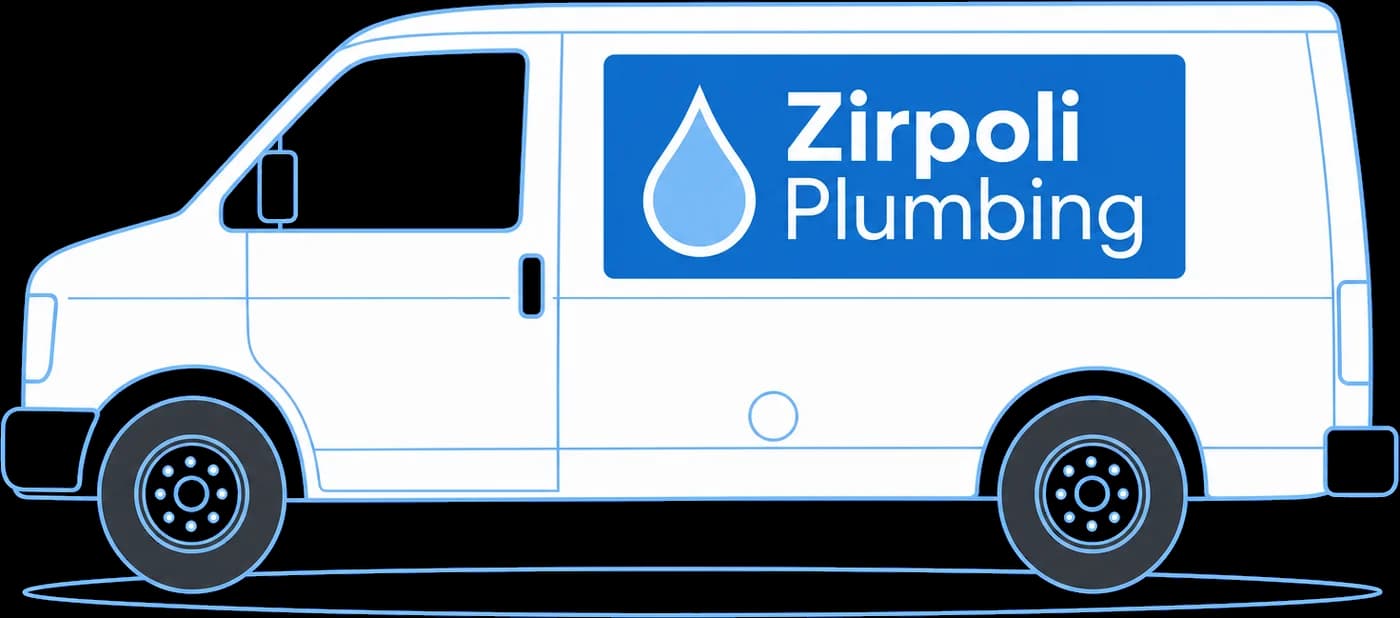 Illustration of the Zirpoli Plumbing van